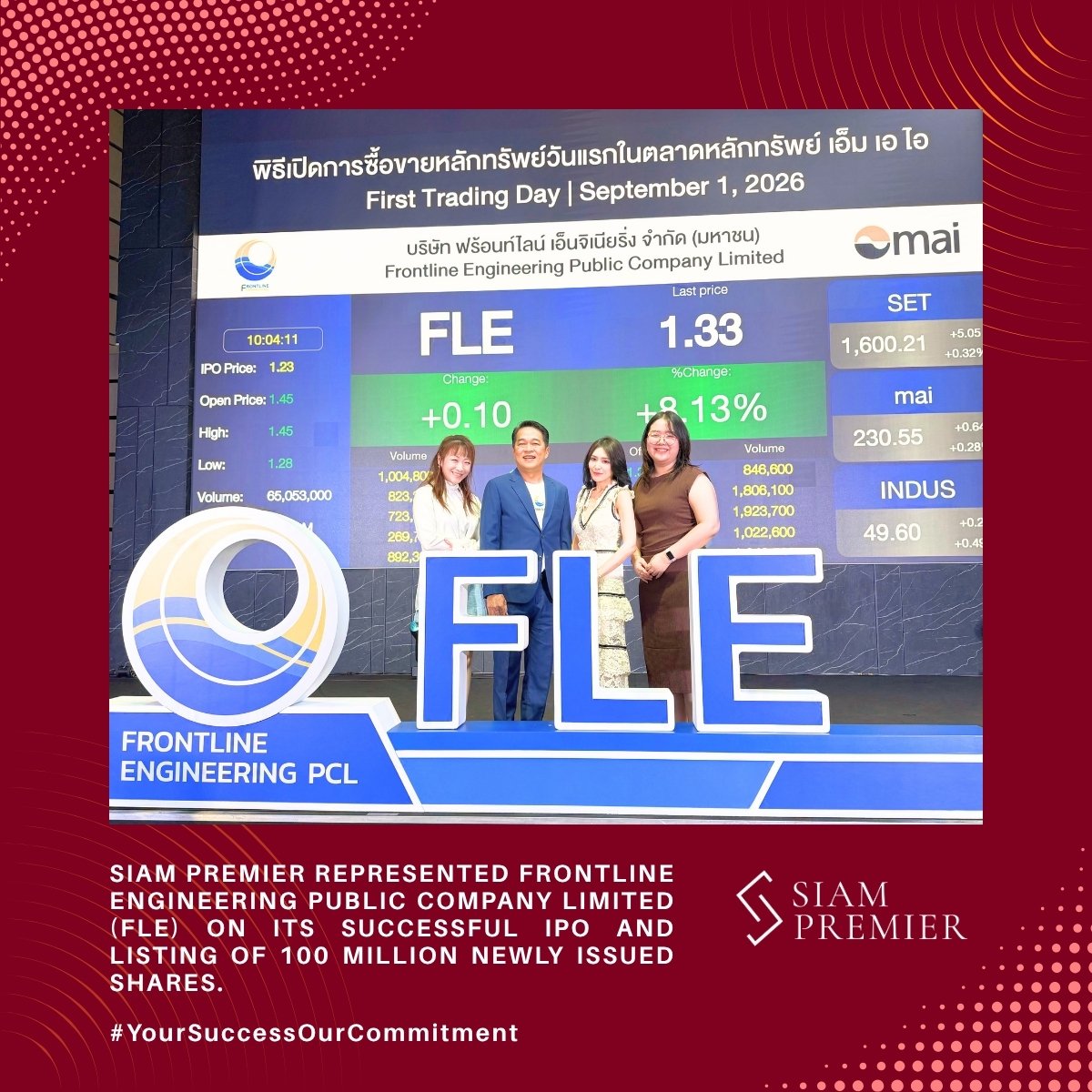 Siam Premier represented Frontline Engineering (FLE) on its IPO
