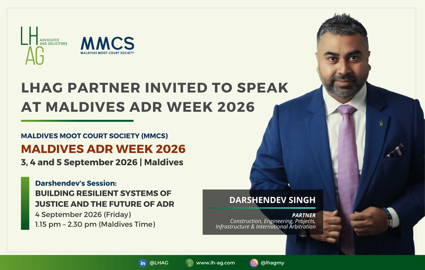 LHAG Partner Invited to Speak at Maldives ADR Week 2026