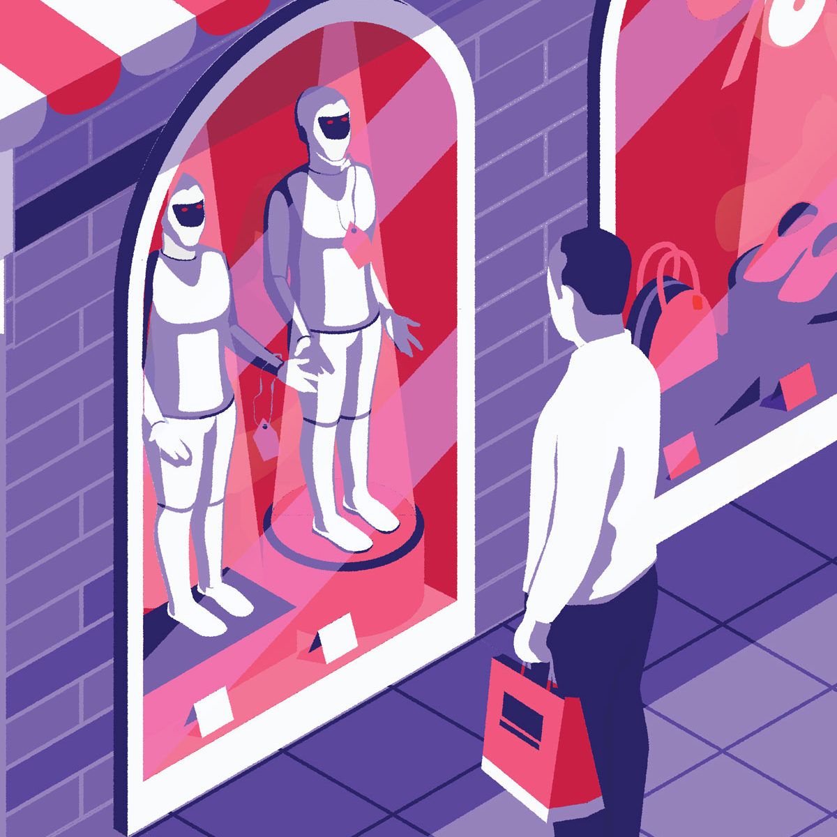 illustration of robot shopping