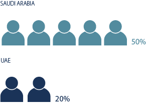 Distribution of the new Middle Eastern ultra-high-net-worth-individuals by 2025 